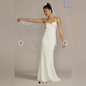 David’s Bridal satin crepe empire sheath wedding dress